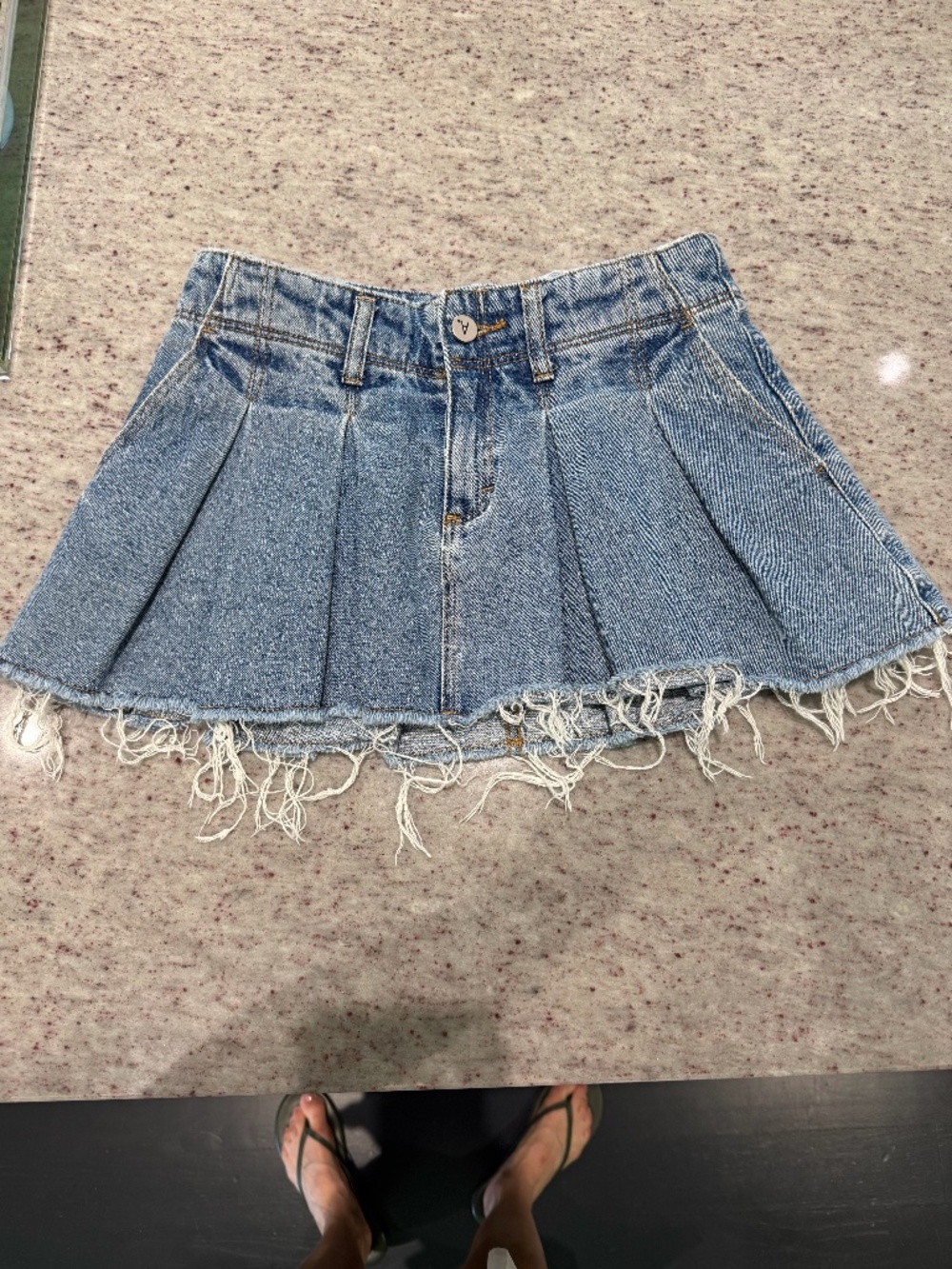 Abrand pleated denim skirt
